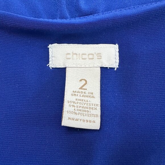 Chico's Dress Size 2 L Blue Layered Sleeveless Dress Flappers Style Royal Blue - Picture 6 of 16